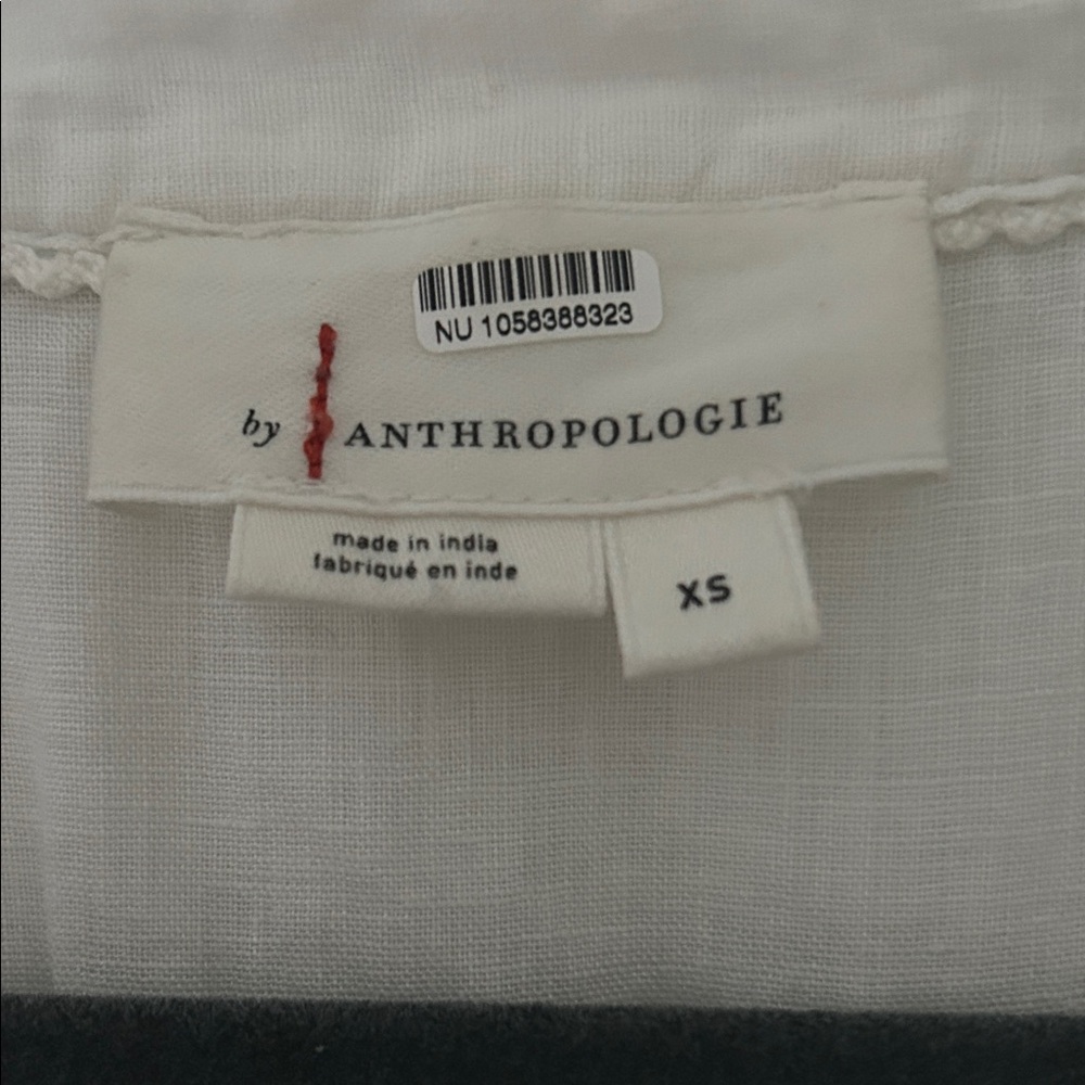 Anthropologie White Midi Dress XS button-up corseted raw hem - Picture 2 of 11